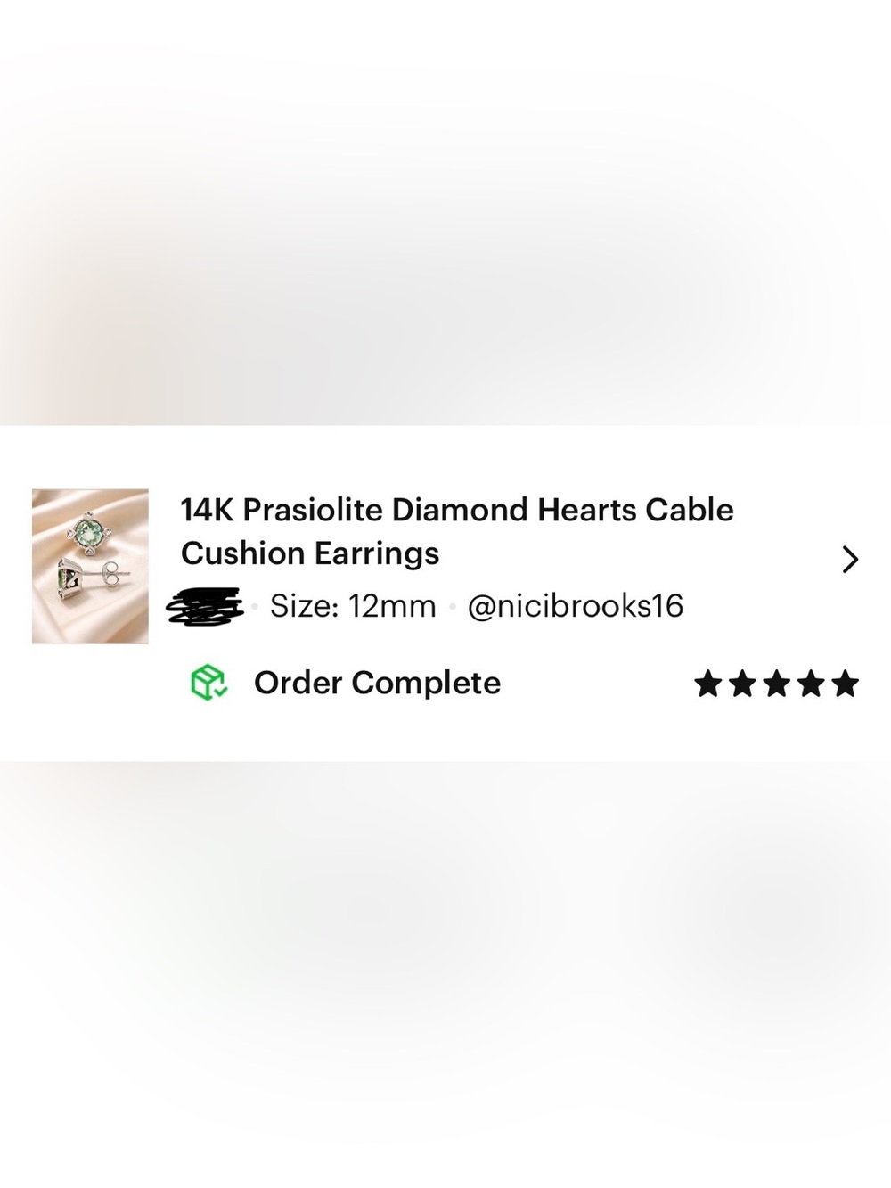 14K Prasiolite Diamond Hearts Cable Cushion Earrings - Picture 9 of 9